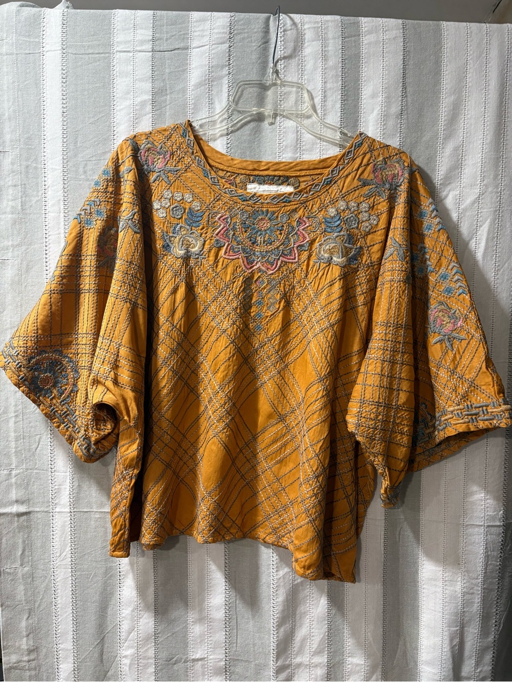Johnny Was Mustard Embroidered Boho Tunic